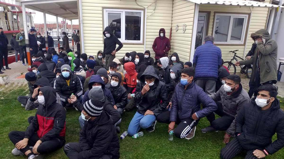Tekirdağ'ın Şarköy ilçesi açıklarında balıkçı teknesinde yakalanan kaçak göçmenler, PCR testleri yapıldıktan sonra Kırklareli Pehlivanköy Geri Gönderme Merkezi'ne teslim edildi.