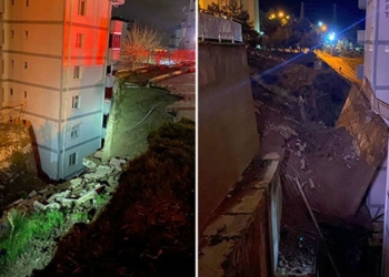 Narlıdere'de istinat duvarı çöktü; 88 daire boşaltıldı