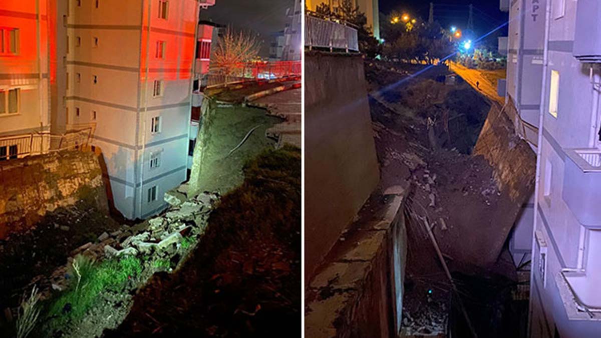 Narlıdere'de istinat duvarı çöktü; 88 daire boşaltıldı