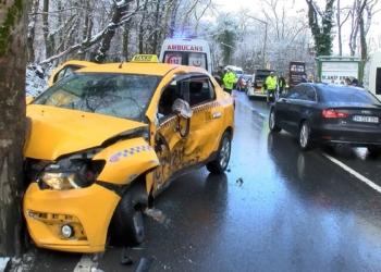 Sarıyer'de servis ile taksi çarpıştı: 3 yaralı