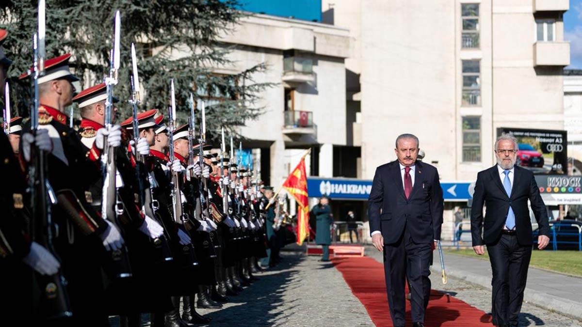 Şentop, Kuzey Makedonya Meclisi'nde törenle karşılandı