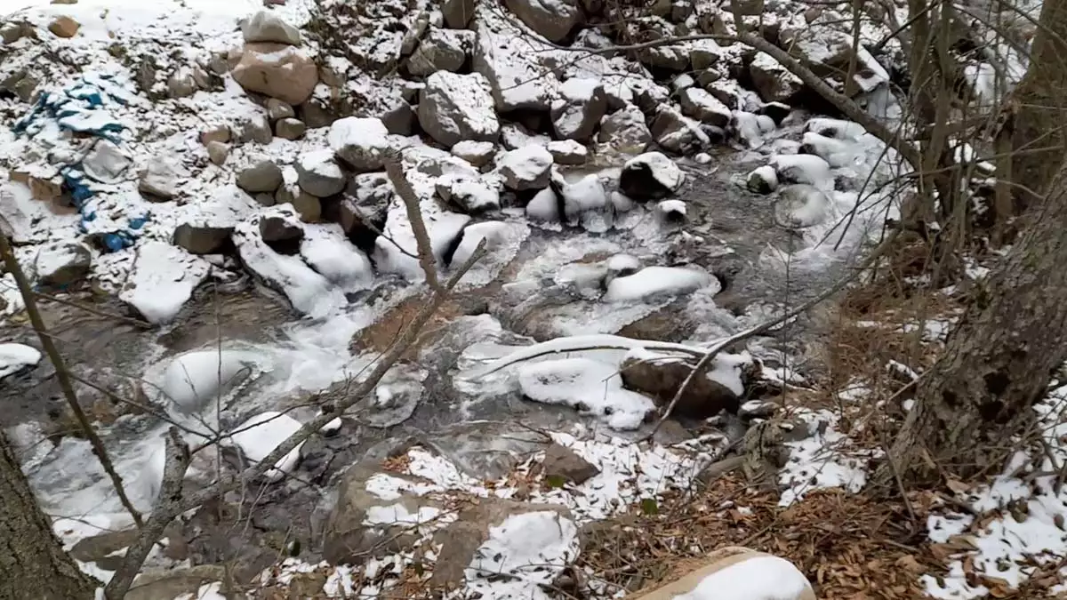 Çoruh nehri'nin yüzeyi buz tuttu