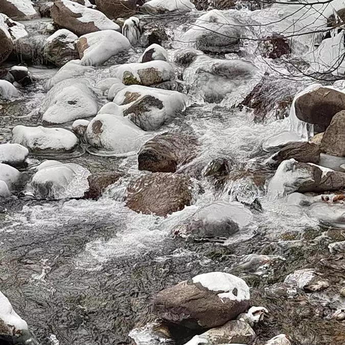 Çoruh nehri'nin yüzeyi buz tuttu