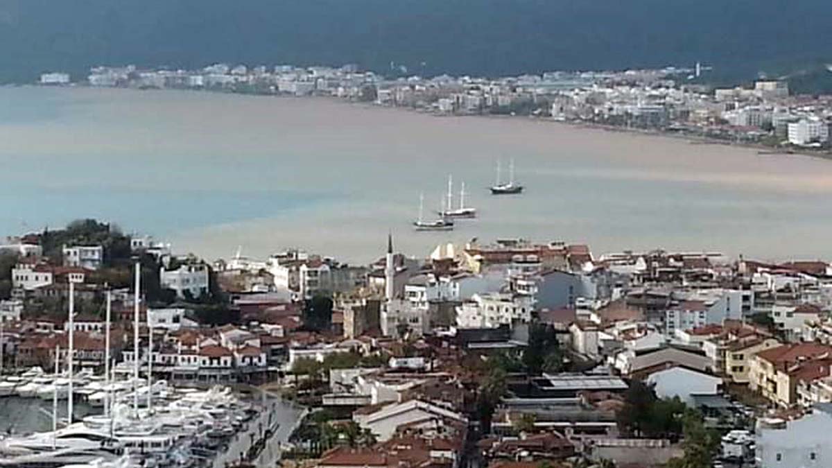 Çamurlu su denizin rengini kahverengiye çevirdi
