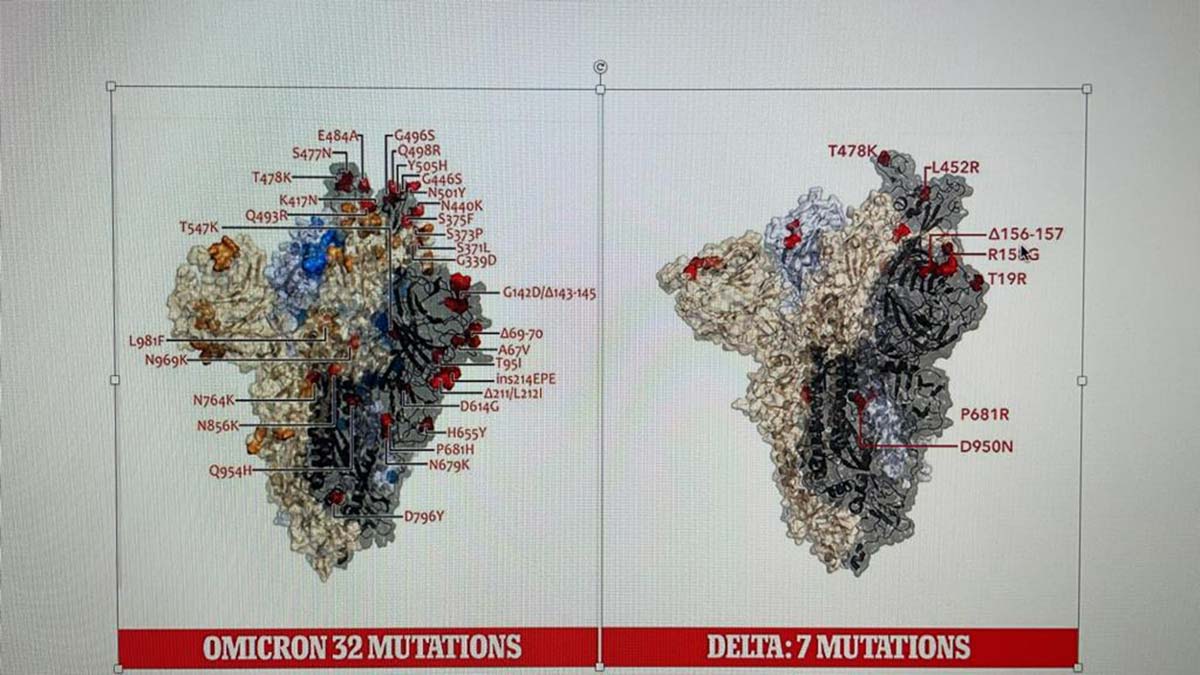 Omikron varyantı 50 farklı mutasyon taşıyor