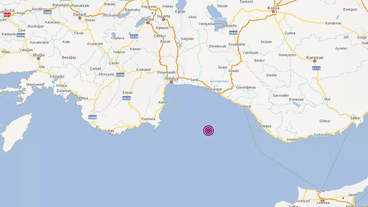 Akdeniz'de 5. 3 büyüklüğünde deprem