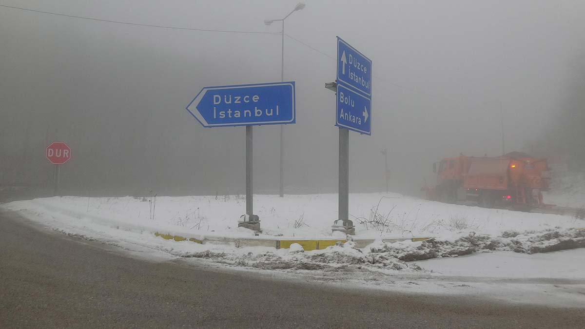 Bolu Dağı'nda kar yağışı ve sis