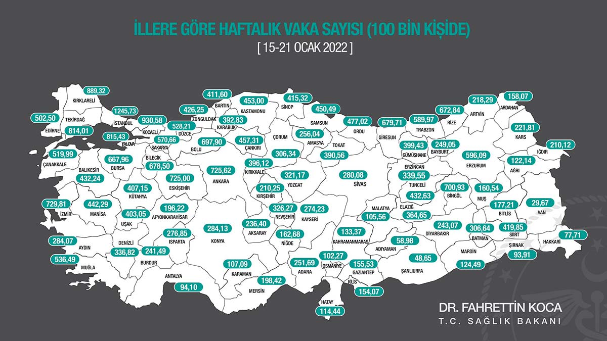 Haftalık koronavirüs haritasına göre; Ankara'da vakalar arttı
