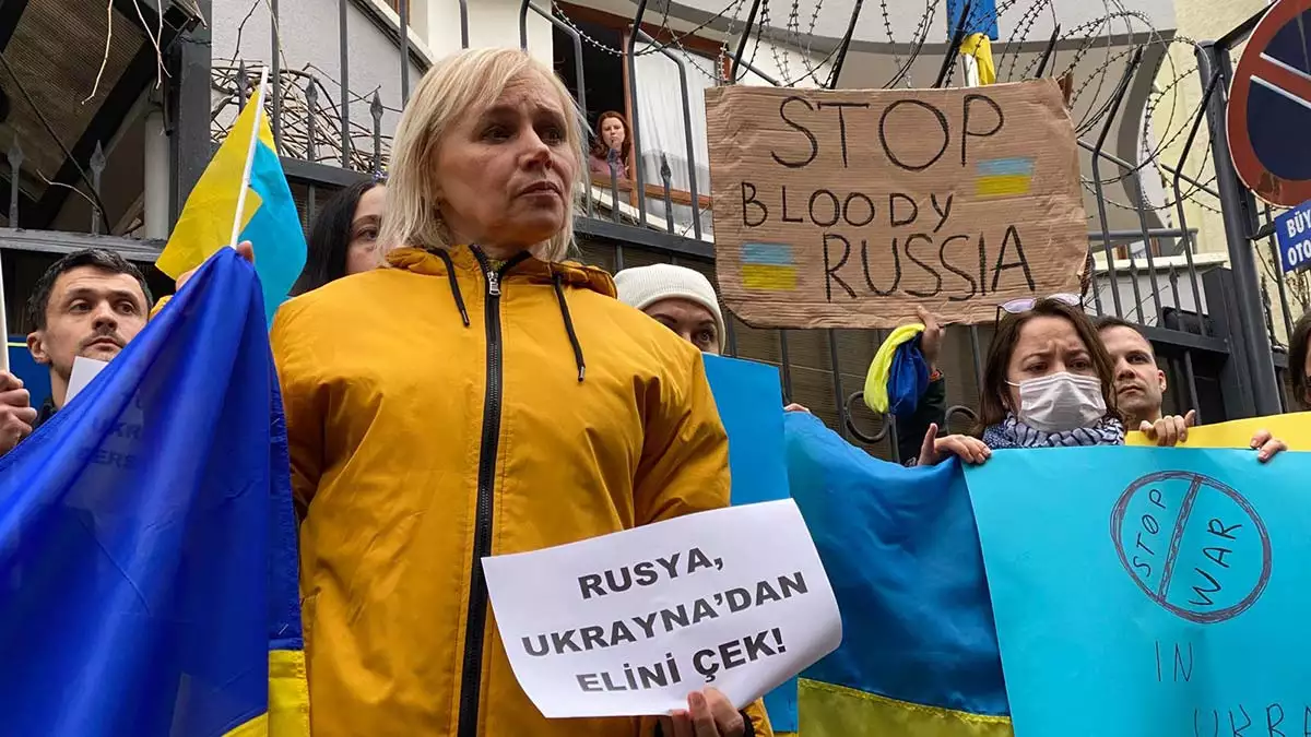 Ankara'da yaşayan ukraynalılar'dan rusya'ya tepki