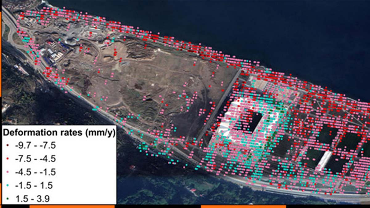 Deniz dolgusundaki çökme, uydudan tespit edildi