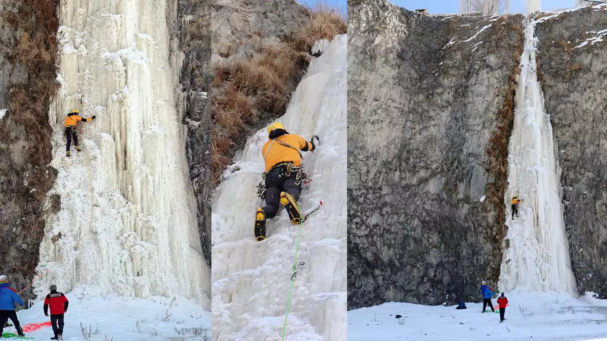 Milli dağcı buzdan şelaleye tırmandı