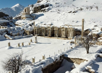 Sagalassos Antik Kenti kar yağışıyla beyaza büründü