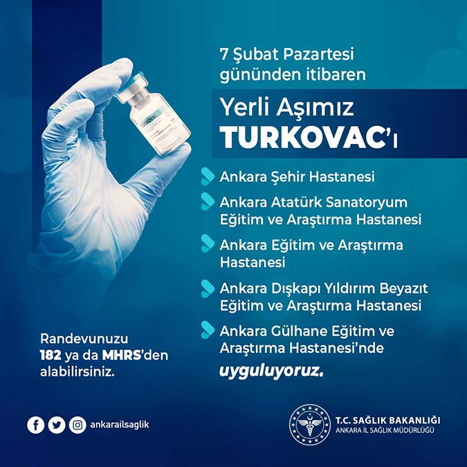Turkovac aşısı Ankara'da 4 hastanede uygulanacak