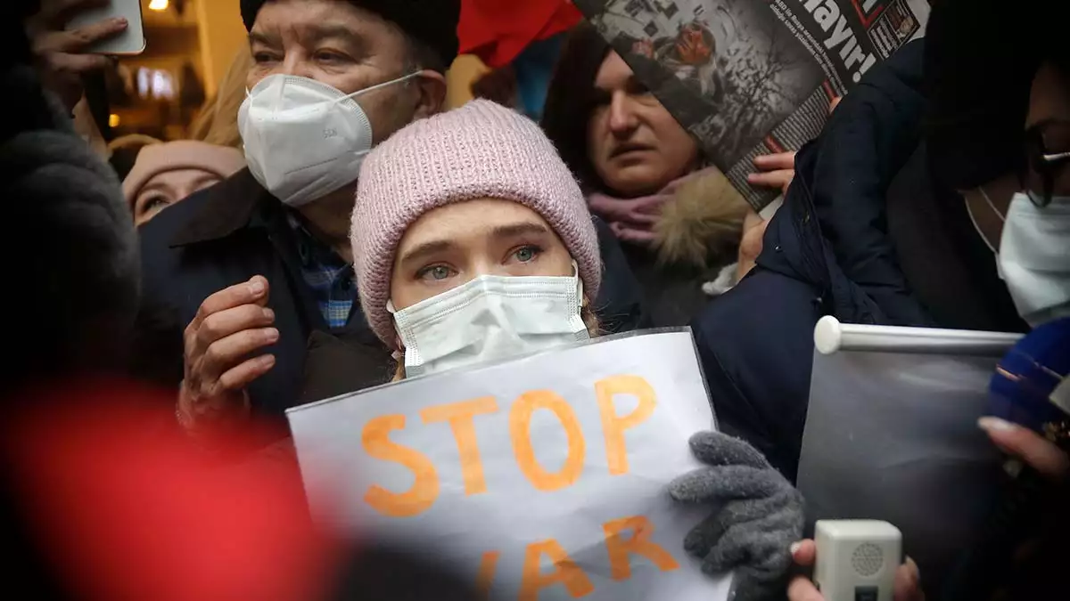 Türkiye'de yaşayan ukraynalılar'dan protesto