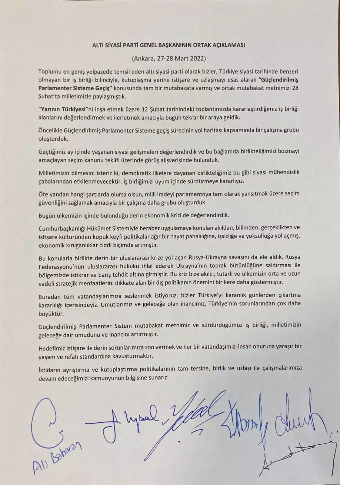 6 muhalefet partisi liderinden ortak aciklama turkiyeyi karanlik gunlerden cikartma kararliligi icerisindeyiz 2 yeniden 4416 dhaphoto1 - öne çıkan - haberton