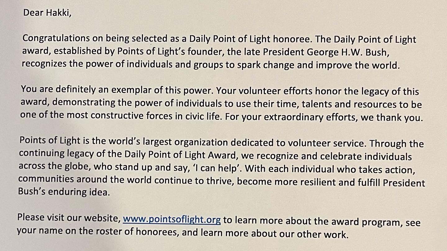 Türk iş insanı, Points of Light ödülü aldı