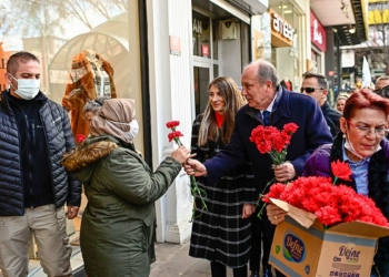 İnce, Ankara'da kadınlara karanfil dağıttı