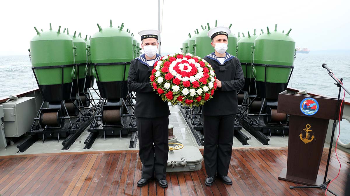 TCG Nusret mayın gemisi aynı rotada