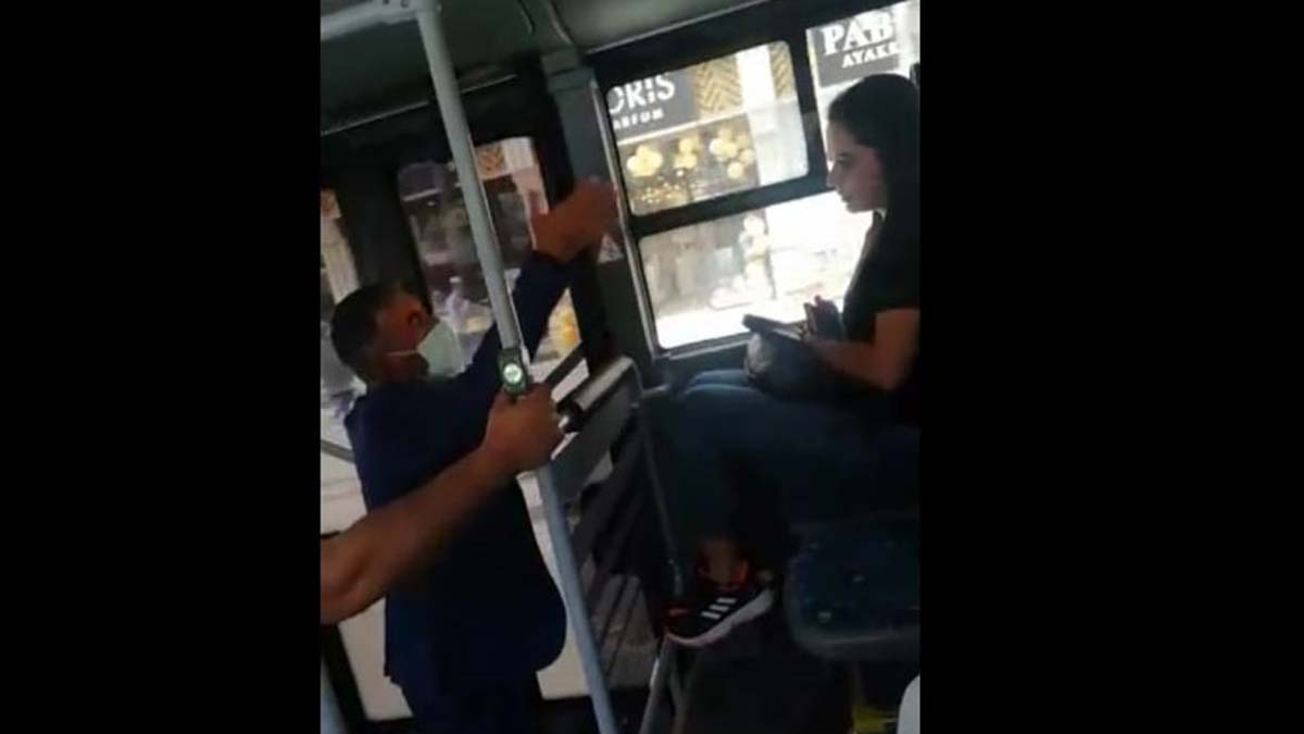 Halk otobüsünde maske tartışması