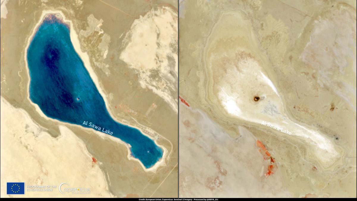 Sava Gölü’nün son hali uydu kamerasına yansıdı