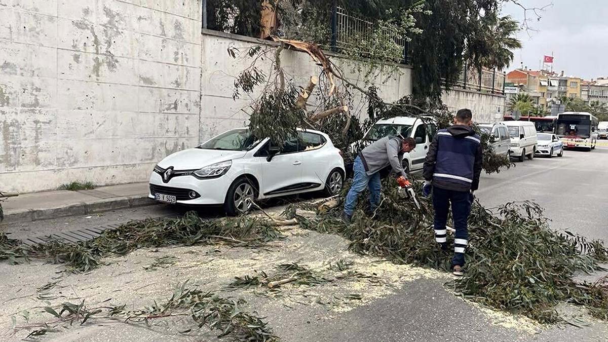 İzmir'de rüzgar ve fırtına hayatı olumsuz etkiliyo