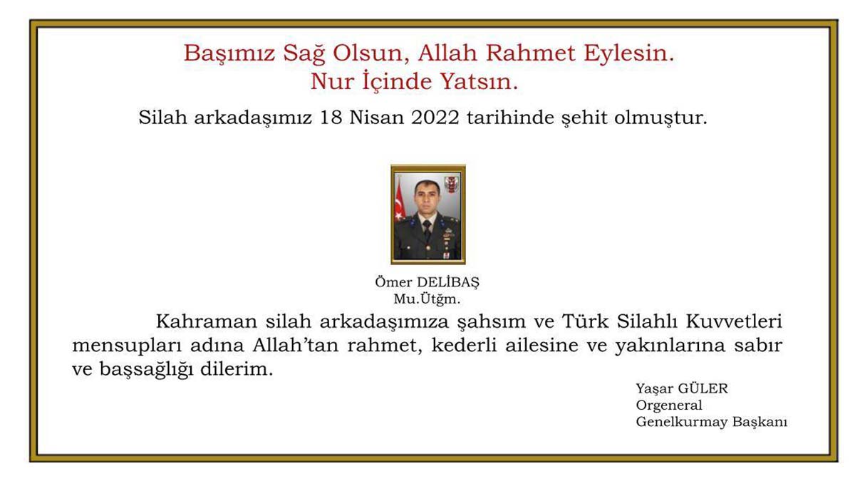 Pençe-Kilit Operasyonunda Üsteğmen şehit oldu