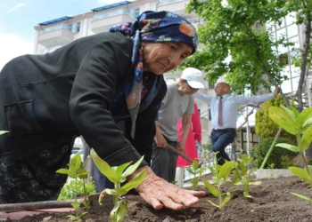 Gönül Köşkü Huzurevi'nde fideler toprakla buluştu