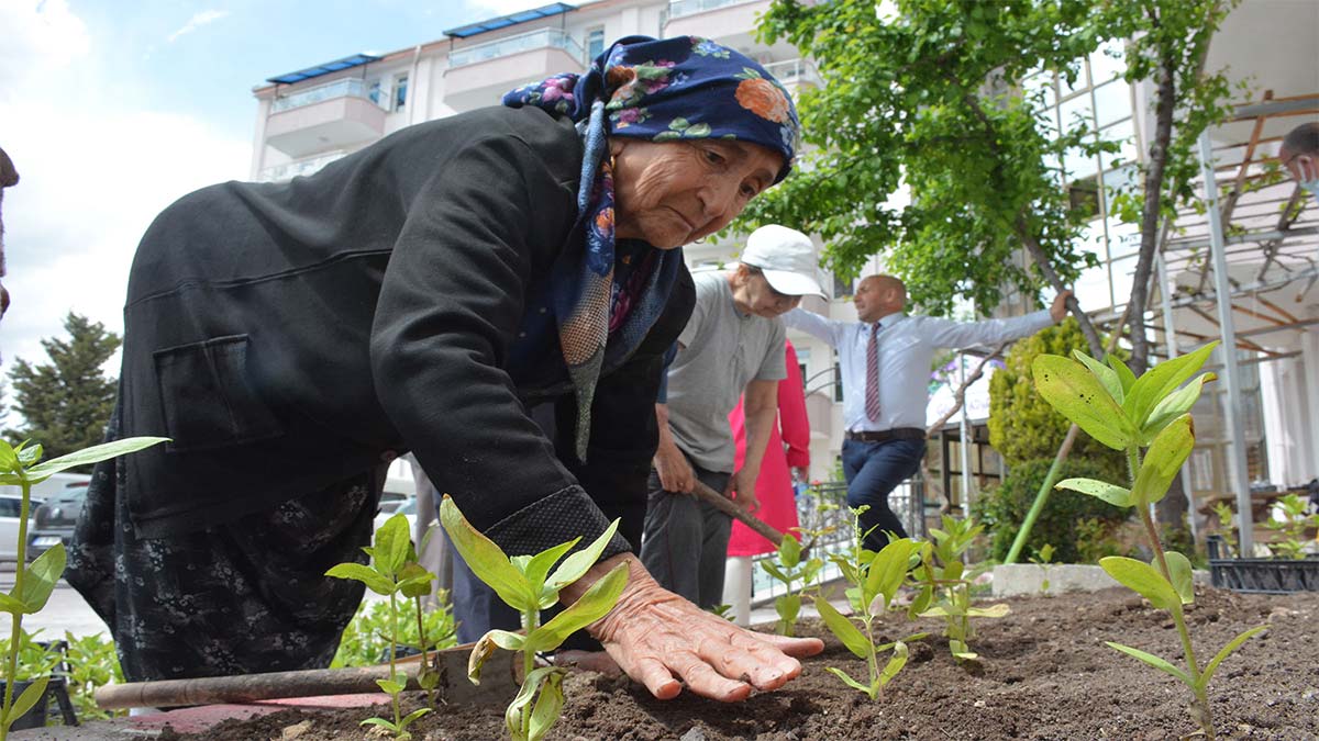 Gönül Köşkü Huzurevi'nde fideler toprakla buluştu