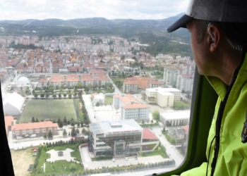 Kütahya'da helikopterli trafik denetimi