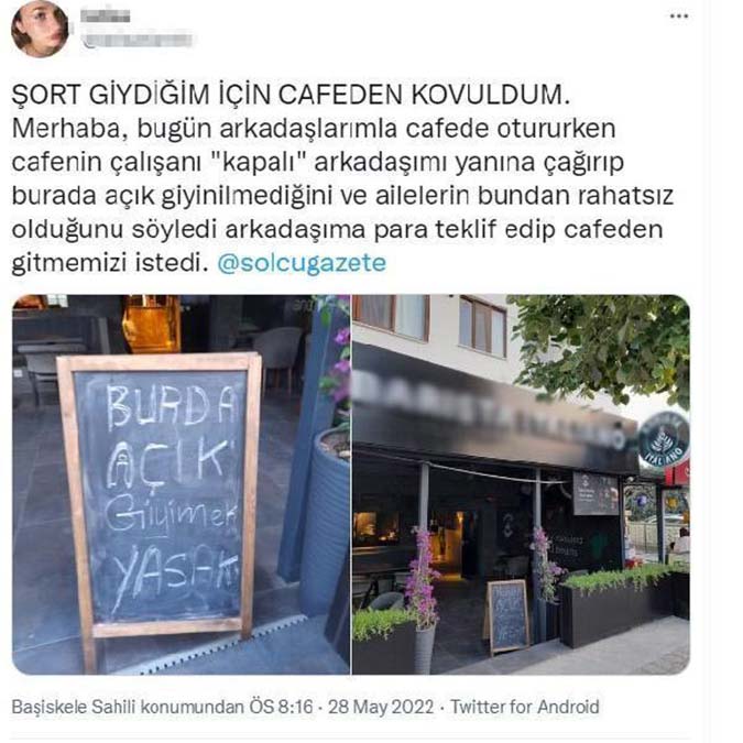 Açık giyinmek yasak yazısı bulunan kafeye şortla girdi kovuldu