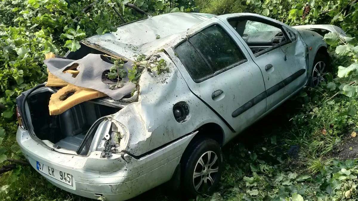 Otomobil fındık bahçesine uçtu; 1 ölü