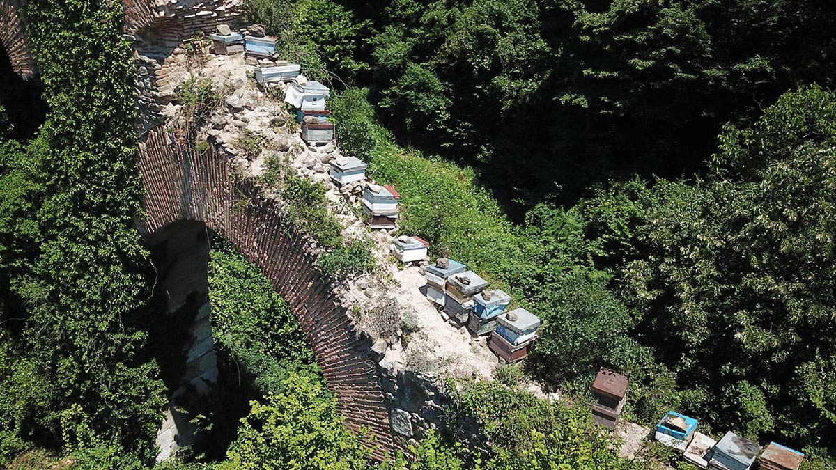 Arıcılar, tarihi su kemerini tahrip etti