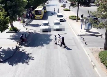 Gaziantep'te dronlu yaya geçidi denetimi