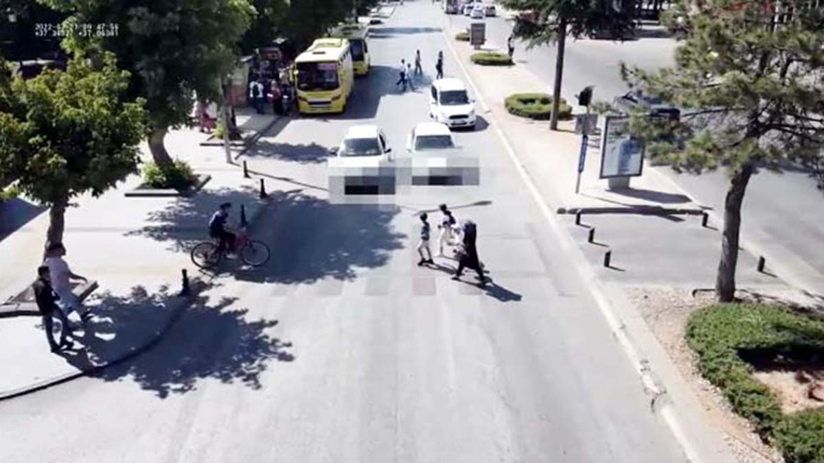 Gaziantep'te dronlu yaya geçidi denetimi