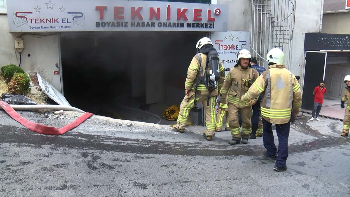 Maltepe'de oto tamirhanesinde yangın 