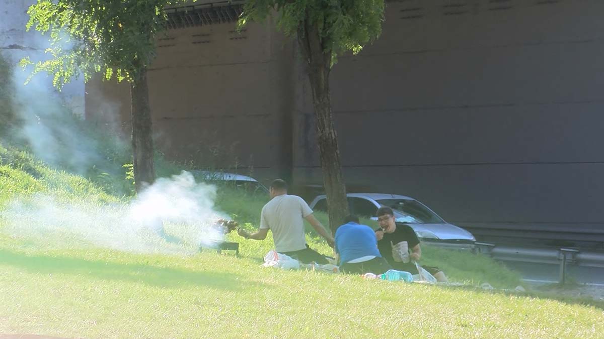 Orman yasakları sonrası otoyolda mangal keyfi 