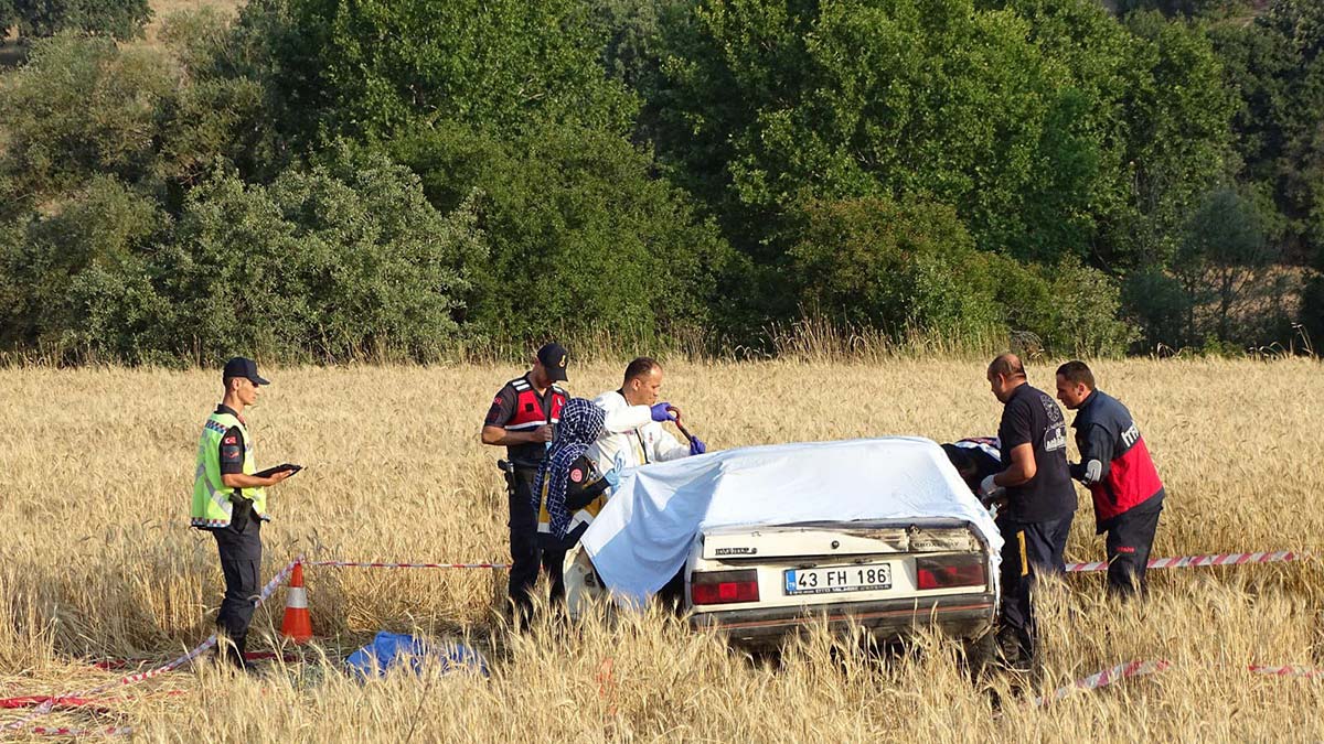 Tarlaya savrulup, yanan otomobilde can verdi 