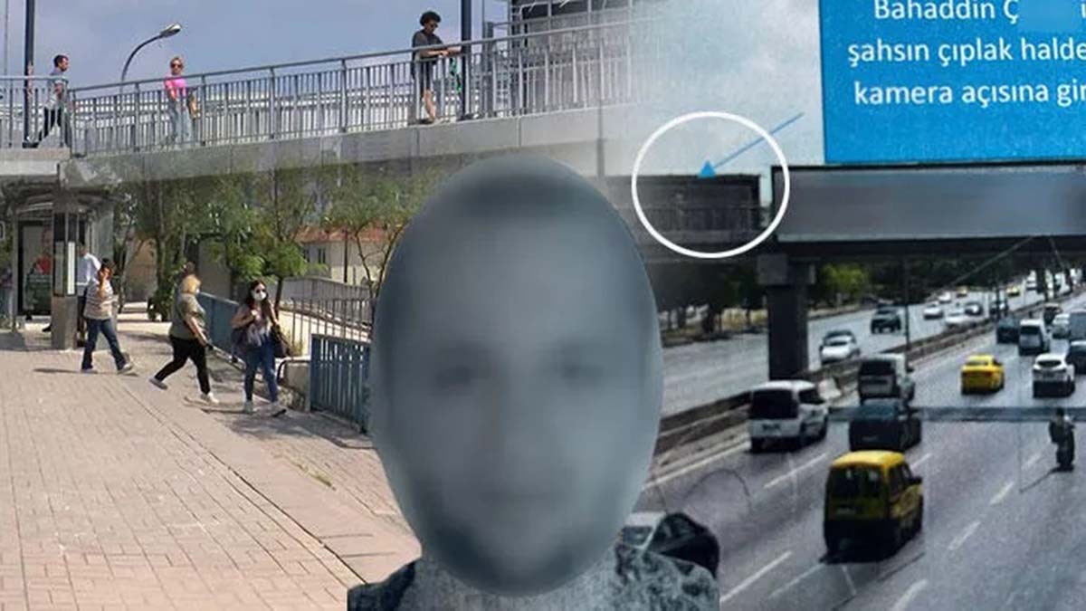 Üst geçitte soyunup kadına saldırdı