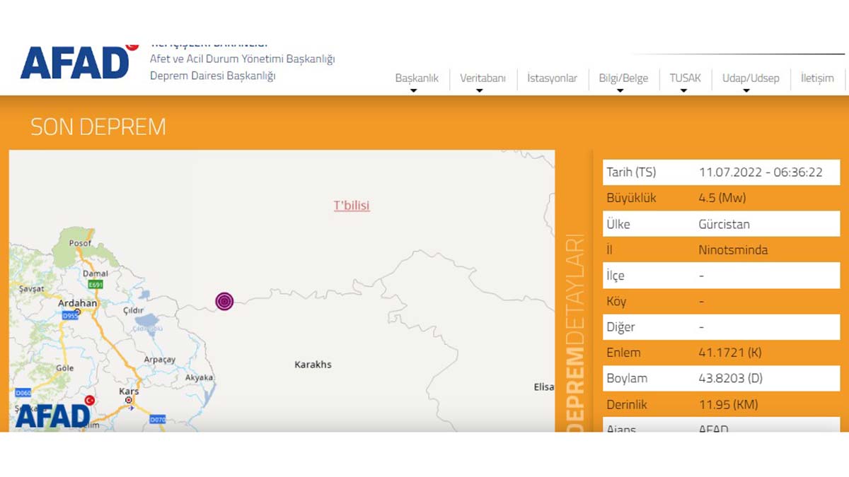 Gürcistan'da deprem Ardahan'dan hissedildi