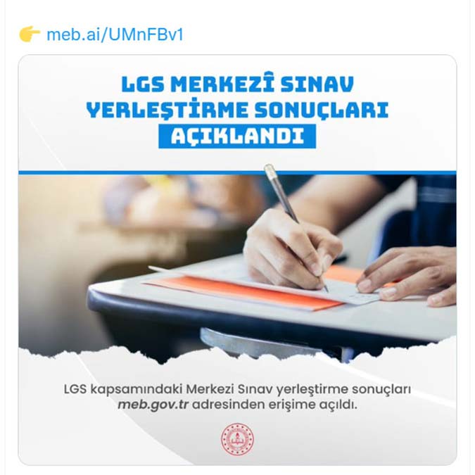 LGS yerleştirme sonuçları açıklandı