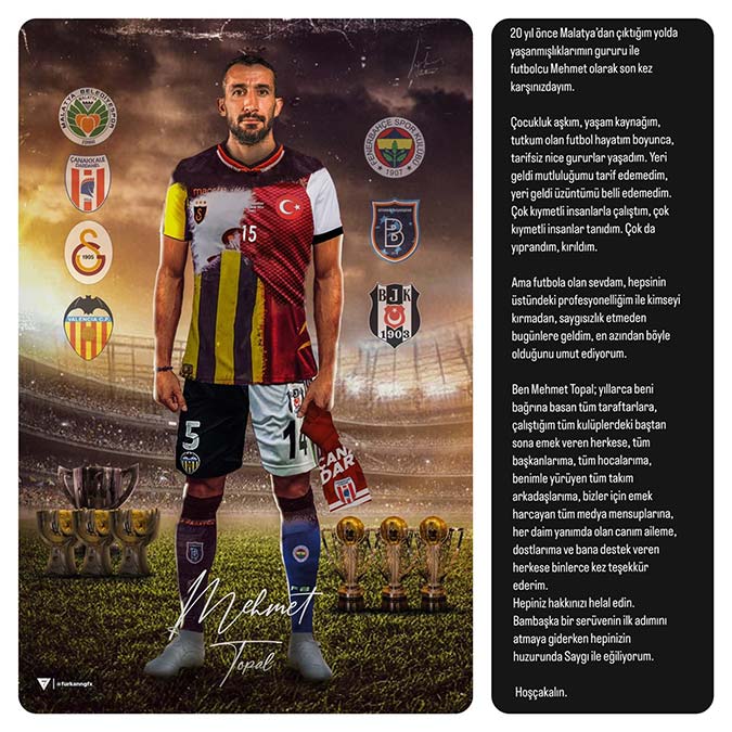 Mehmet Topal futbola veda etti