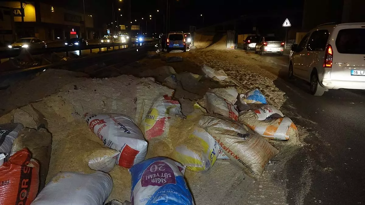Bursa'da talaş yüklü kamyonet devrildi; 2 yaralı