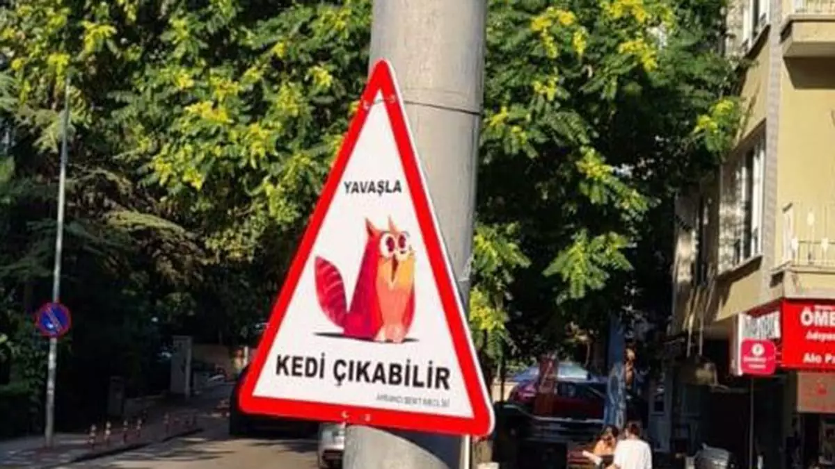 Ankara'da sokak hayvanları için trafik levhası