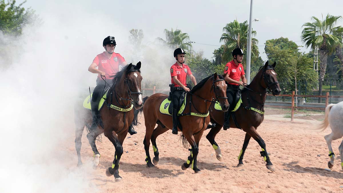 Atlı polislerden müdahale tatbikatı