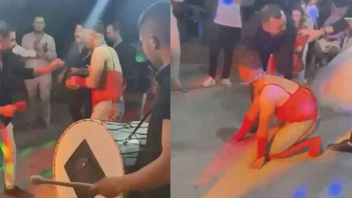 Damada kadın iç çamaşırı giydirip tasma taktılar