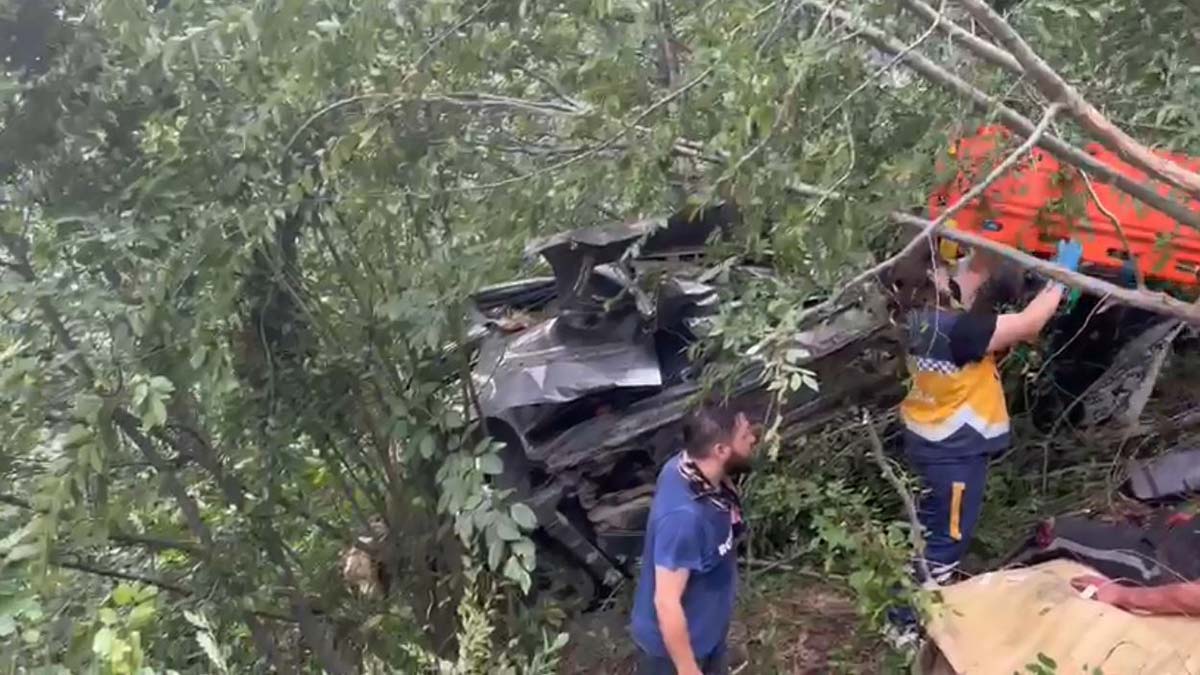 Hafif ticari araç fındık bahçesine devrildi: 2 ölü