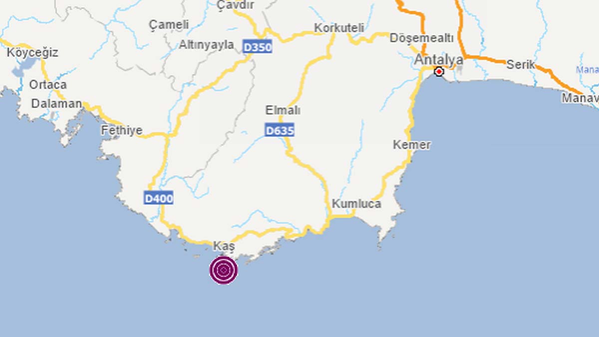 Kaş açıklarında 4.1'lik deprem