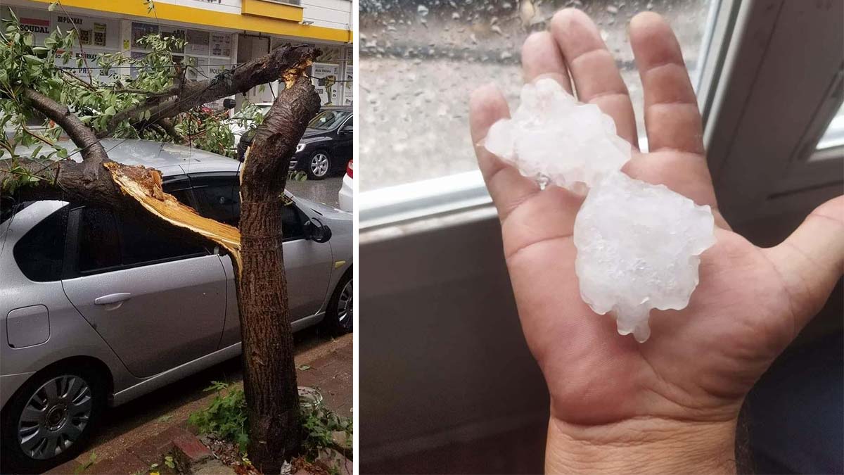 Çan'da dolu yağışı