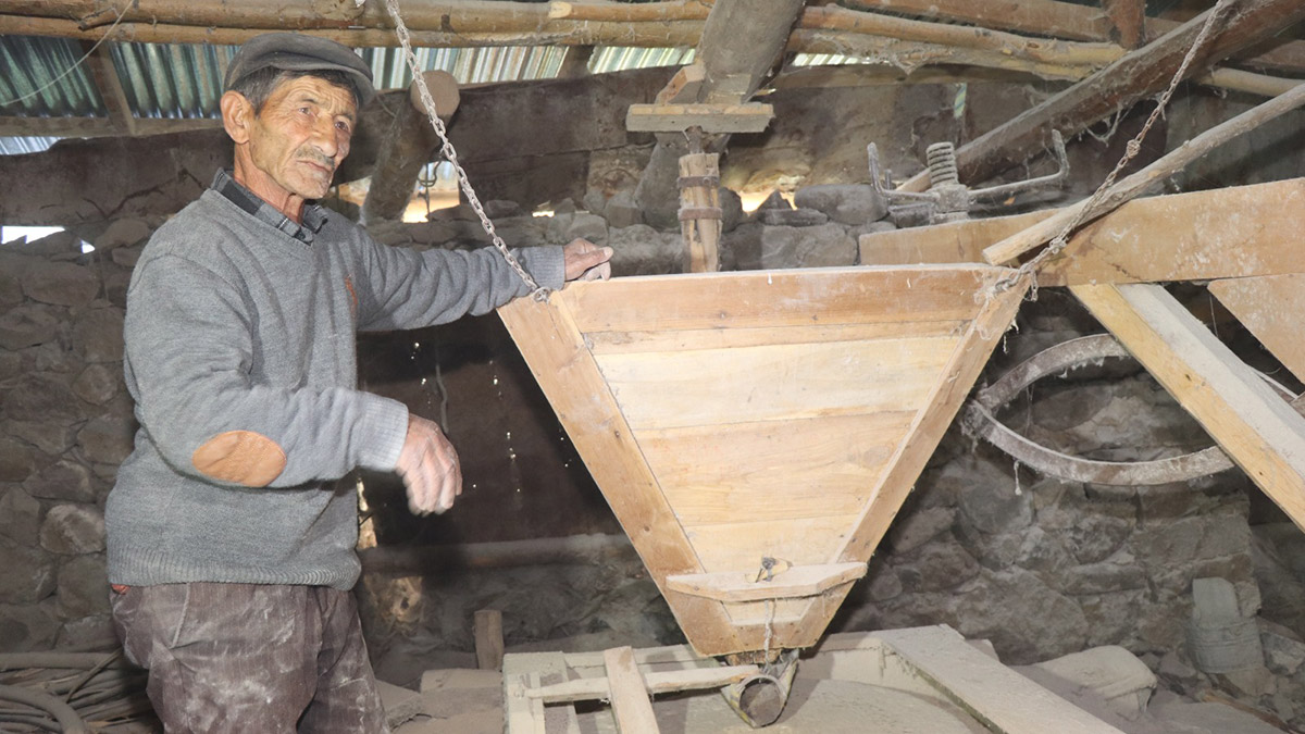 300 yıllık su değirmeninde buğday öğütüyor