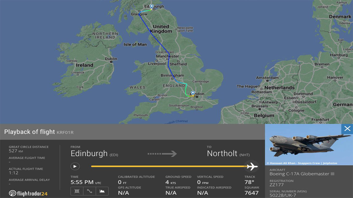 Kraliçenin son hava yolculuğu uçuş takip rekoru kırdı